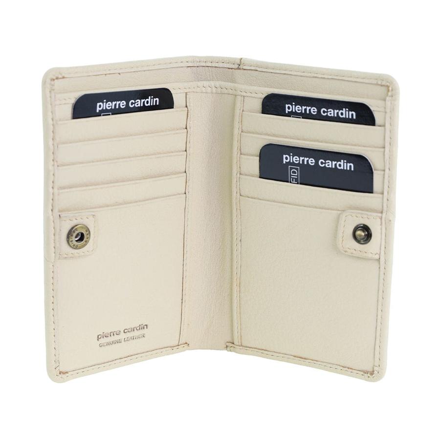 Pierre Cardin Shayla Ladies Leather Snap Button Bi-Fold Wallet Bone Bone