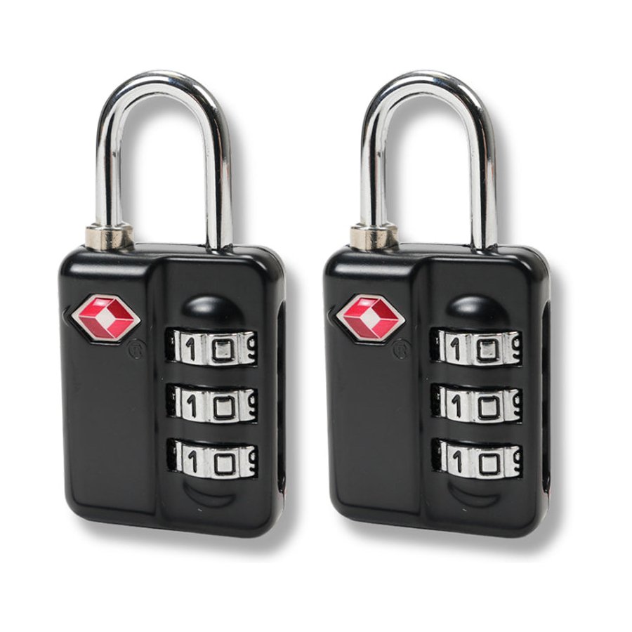 Caselite 3-Dial TSA Combination Lock (2 Pack) Black Black