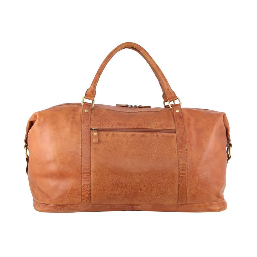 Pierre Cardin Andie Rustic Leather Overnight Duffle Bag Cognac Cognac