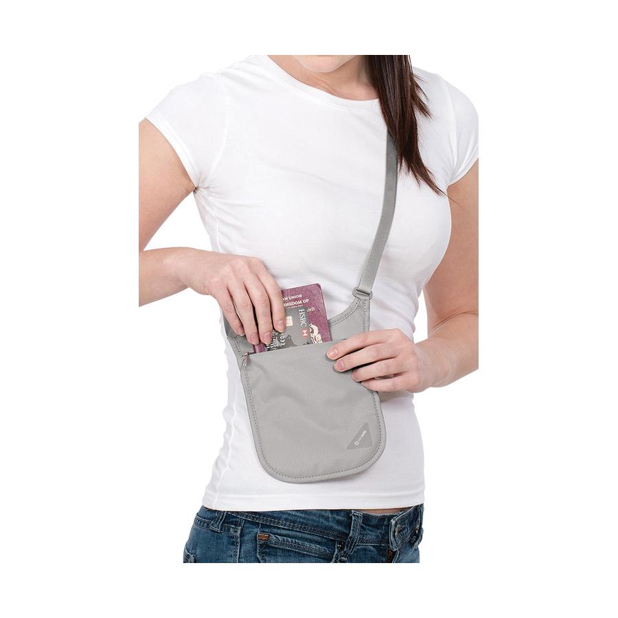 Pacsafe Coversafe V75 RFID Blocking Neck Pouch Grey Grey