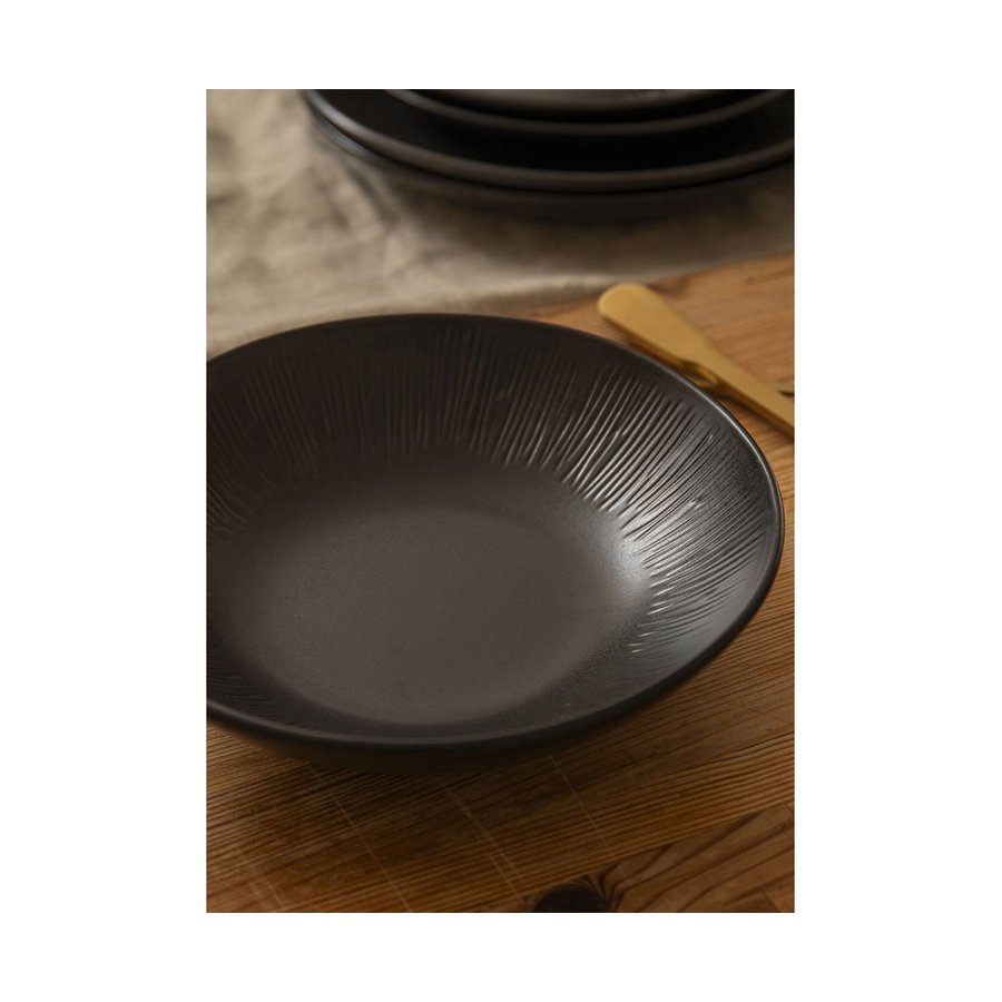 Mikasa Jardin Midnight 20cm Stoneware Pasta Bowls (Set of 4) Black Black