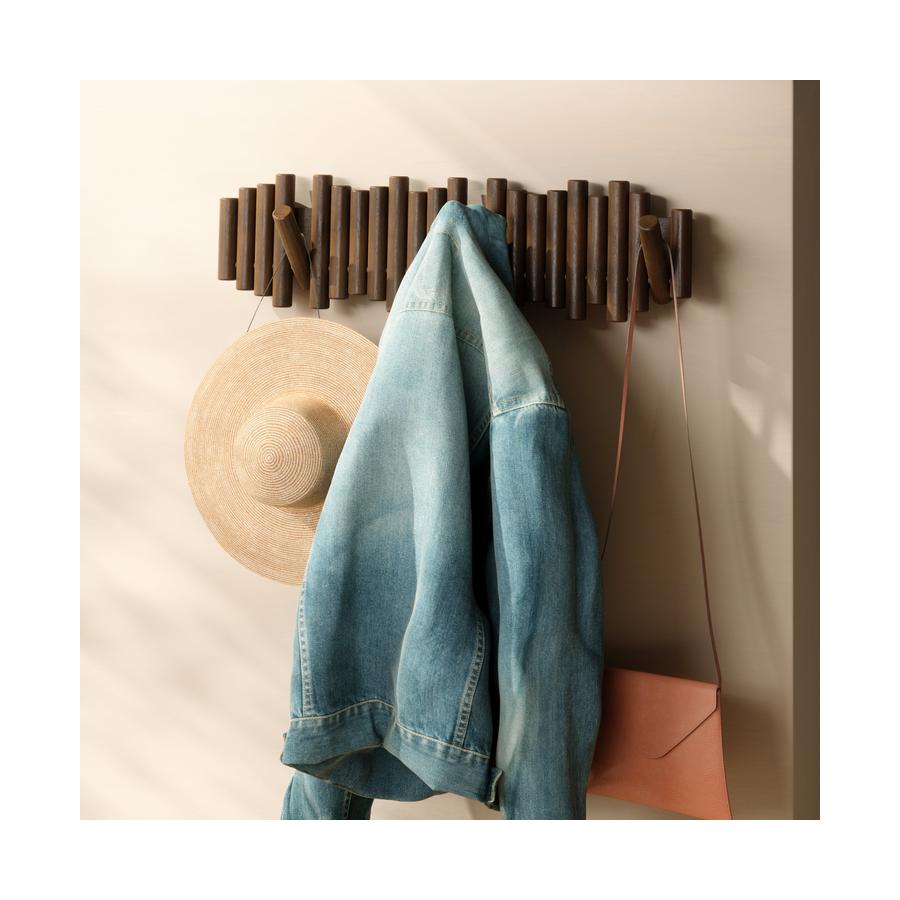 Umbra Picket 8 Wall Hook Aged Walnut Aged Walnut