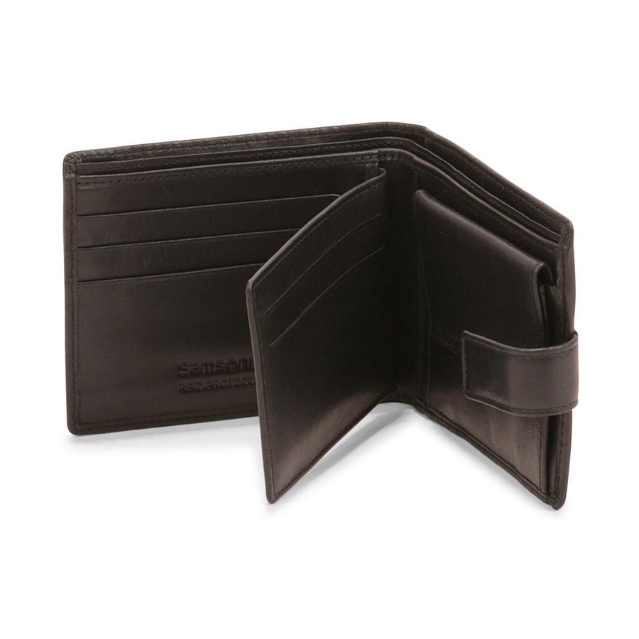 Samsonite RFID Leather Wallet With Coin Pocket Black Black