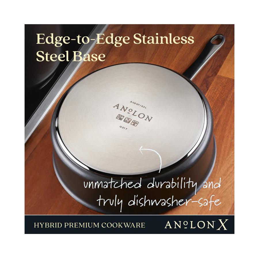 Anolon SearTech 24cm (3.3L) Covered Saute Pan Black Black