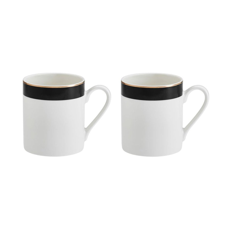 Mikasa Luxe Deco 380ml China Mugs (Set of 4) Black/White Black/White