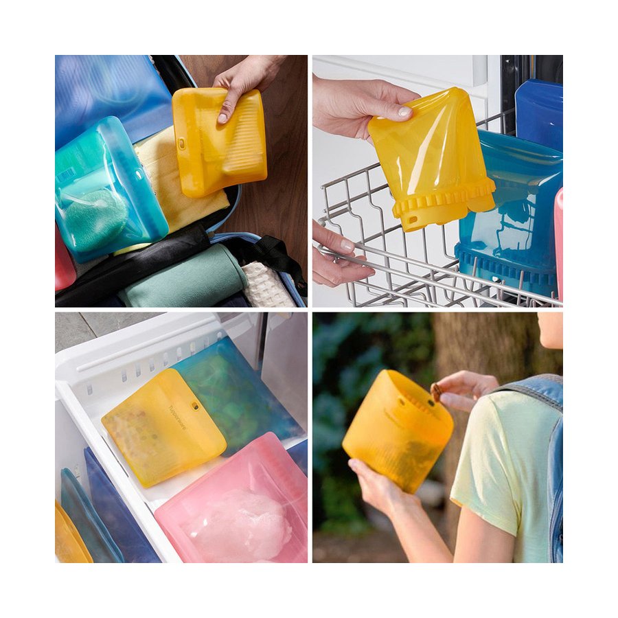 Tupperware Ultimate Silicone Bag Small (Set of 4) Water Papaya Water Papaya