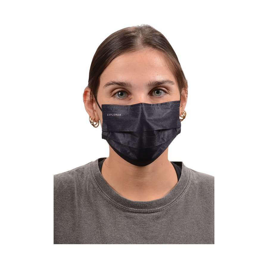 Explorer Disposable Face Mask - 100 Pack Black Black