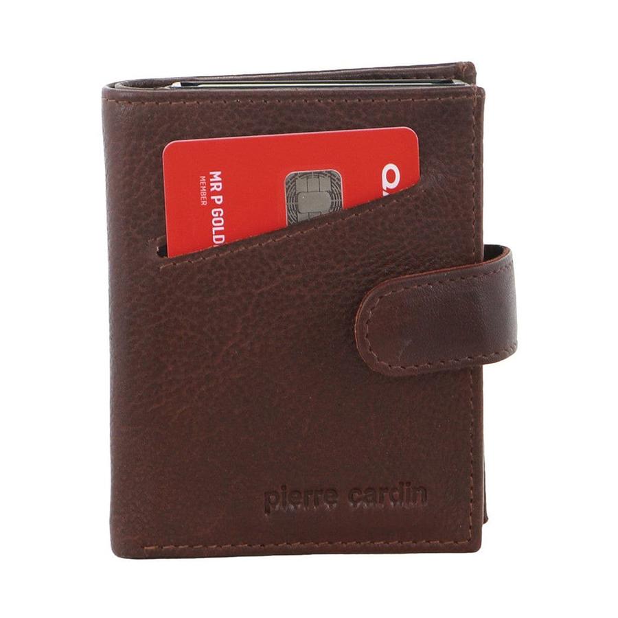 Pierre Cardin Conrad Leather Smart Slide Card Holder Tab Wallet Brown Brown