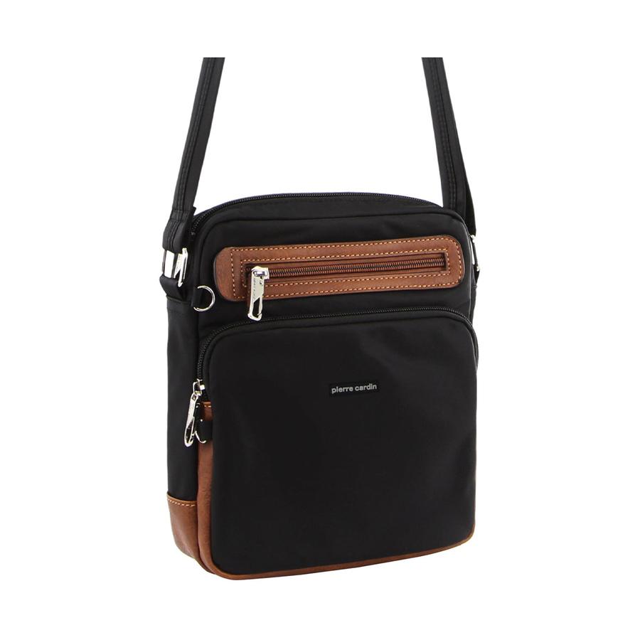 Pierre Cardin Becks Nylon Anti-Theft Cross Body Bag Black Black