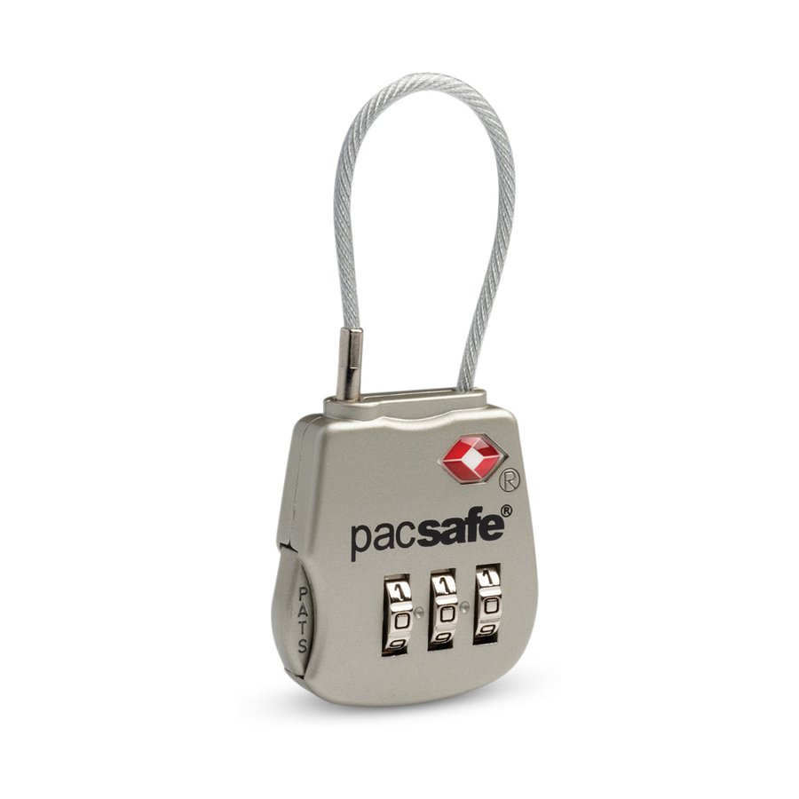 Pacsafe Prosafe 800 TSA Accepted 3-Dial Cable Lock Silver Silver