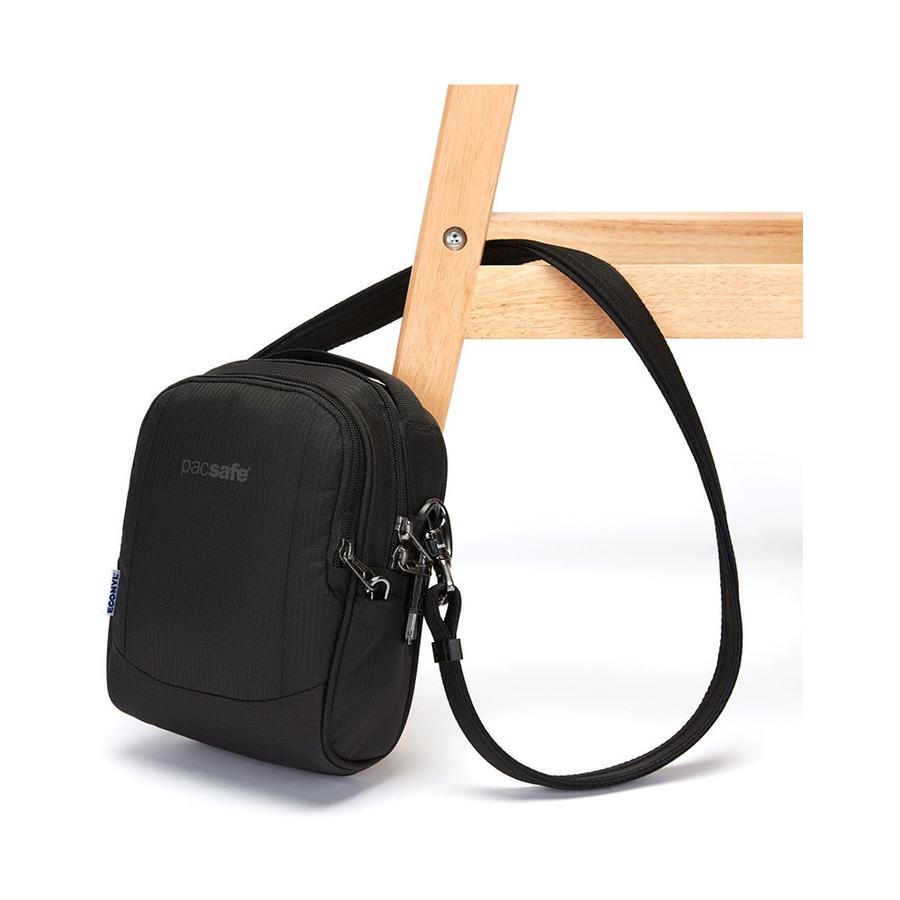 Pacsafe Metrosafe LS100 ECONYL Anti-Theft Recycled Crossbody Black Black