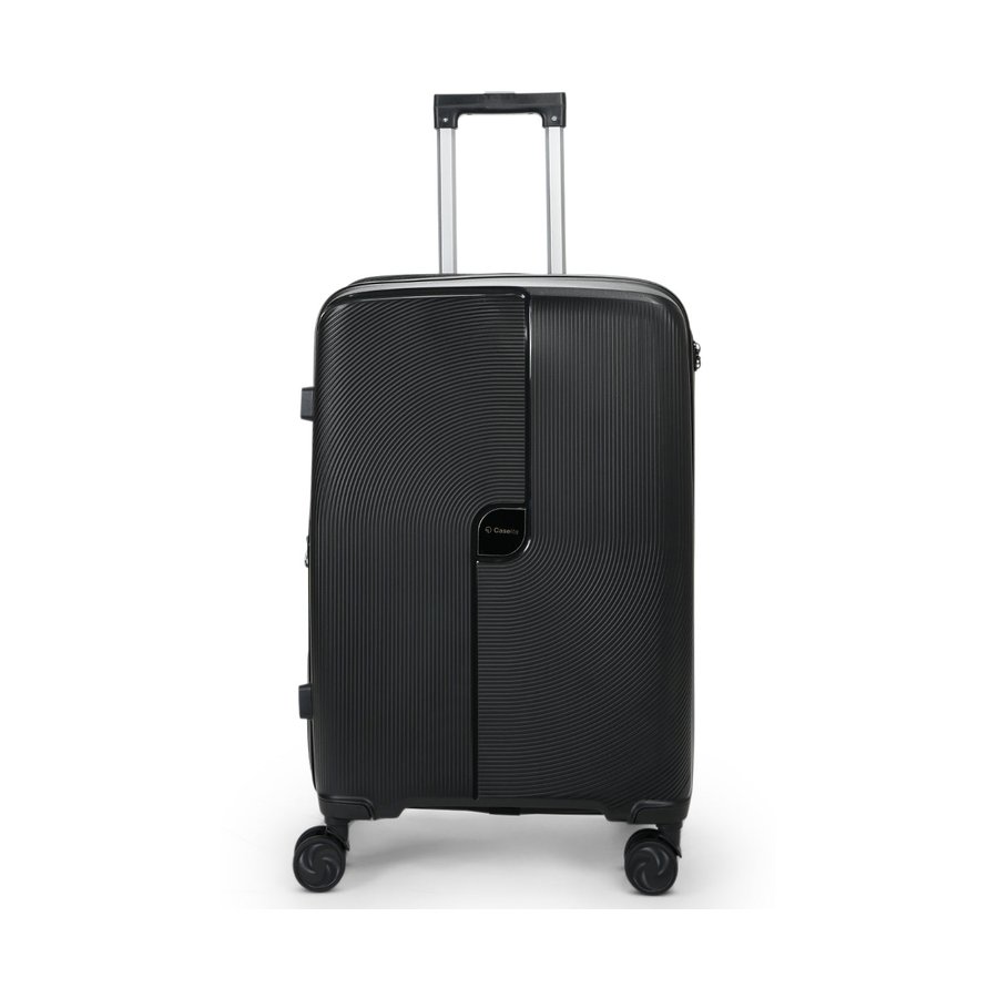 Caselite Aero 65cm Hardside Checked Suitcase Black Black