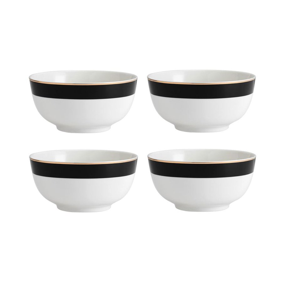 Mikasa Luxe Deco 12-Piece China Dinner Set Black/White Black/White