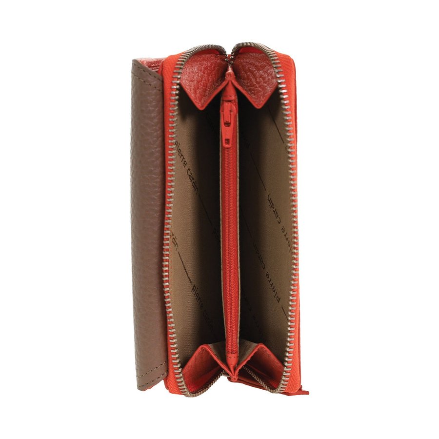 Pierre Cardin Jazz Ladies Tri-Fold Tab Wallet Orange/Taupe Orange/Taupe