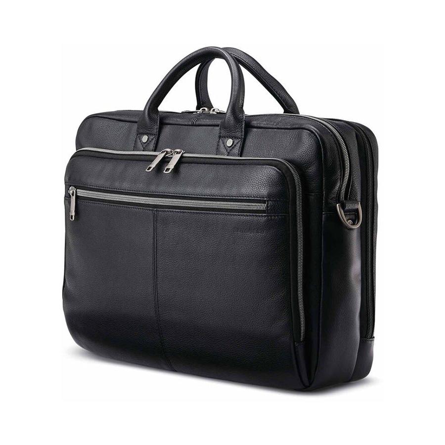 Samsonite Classic Leather Toploader Briefcase Black Black
