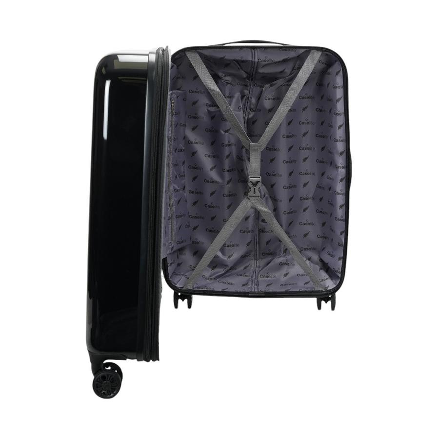 Caselite NZ Map 67cm Hardside Checked Suitcase Black Black