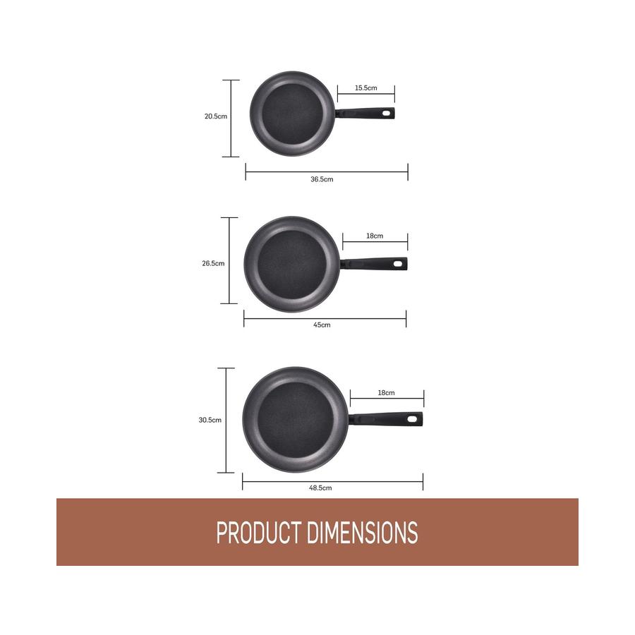 Essteele Per Benessere 20cm, 26cm & 30cm Skillet Set Grey Grey