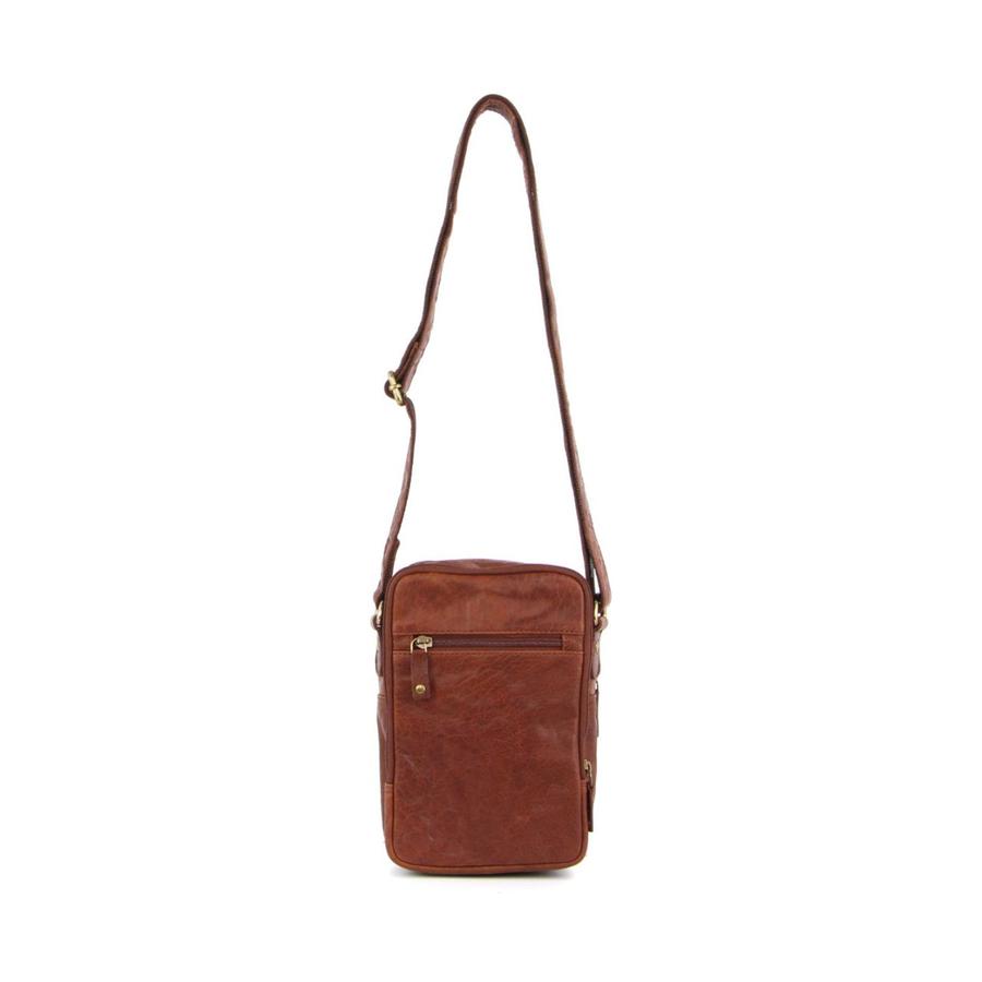 Pierre Cardin Percy Rustic Leather Crossbody iPad Bag Chestnut Chestnut