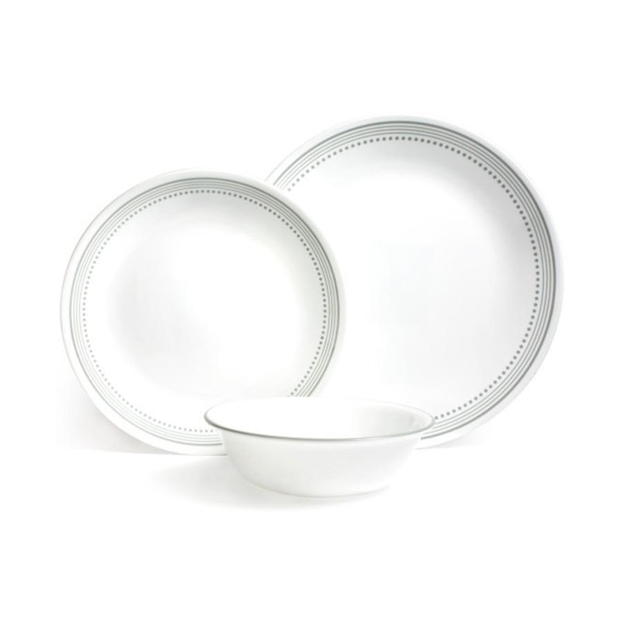 Corelle Mystic Gray 12 Piece Dinner Set White White