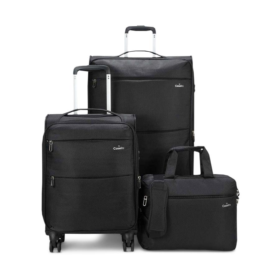 Caselite Ultra 55cm & 80cm Softside Luggage Set with Laptop Bag Black Black