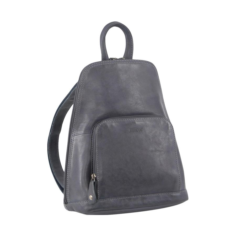 Milleni Anya Women's Leather Twin Zip Backpack Ash Ash