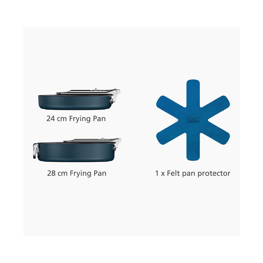 Joseph Joseph Space 2 Piece Non-Stick Frying Pan Set Midnight Blue Midnight Blue