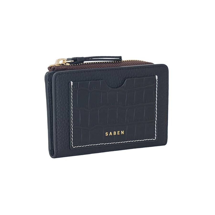 Saben Wednesday Wallet Black + Croc + White Stitch Black + Croc + White Stitch
