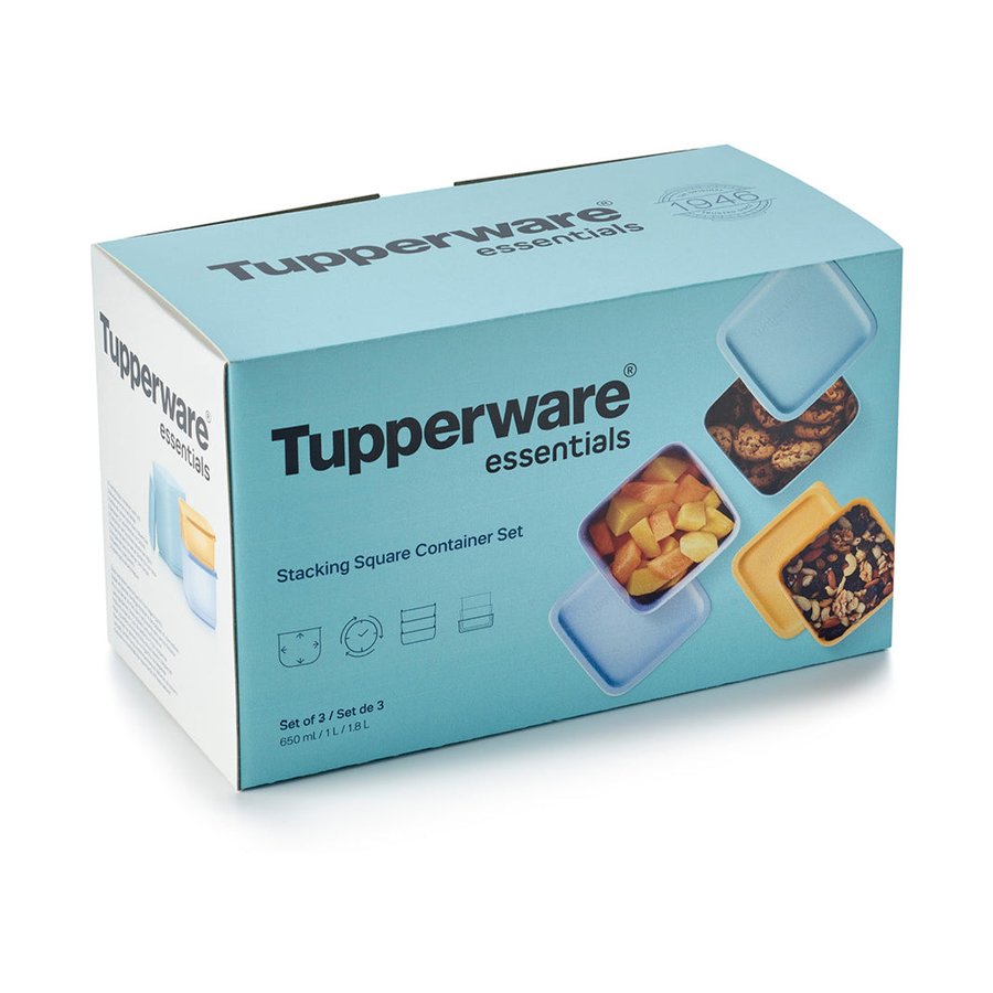 Tupperware Stacking Square Container Set (3 Piece) Multi Coloured Multi Coloured
