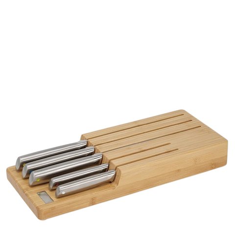 Joseph Joseph Elevate Steel Knife Set with In-Drawer Storage Tray Bamboo