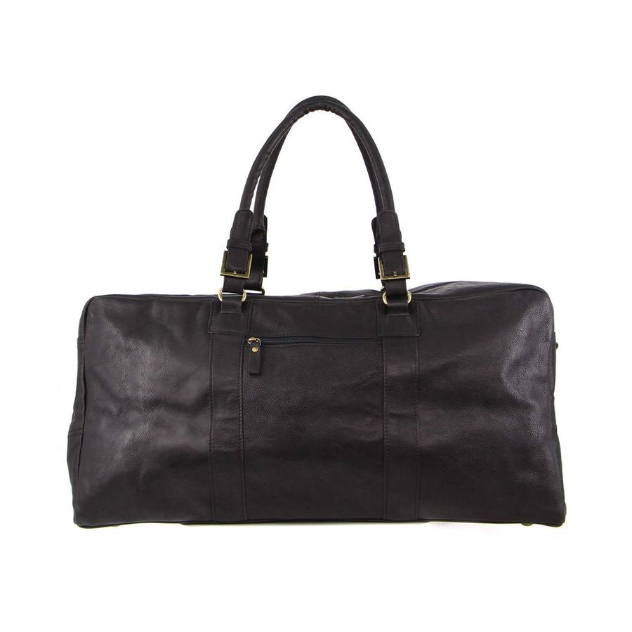 Pierre Cardin Boston Rustic Leather Overnight Duffle Bag Black Black