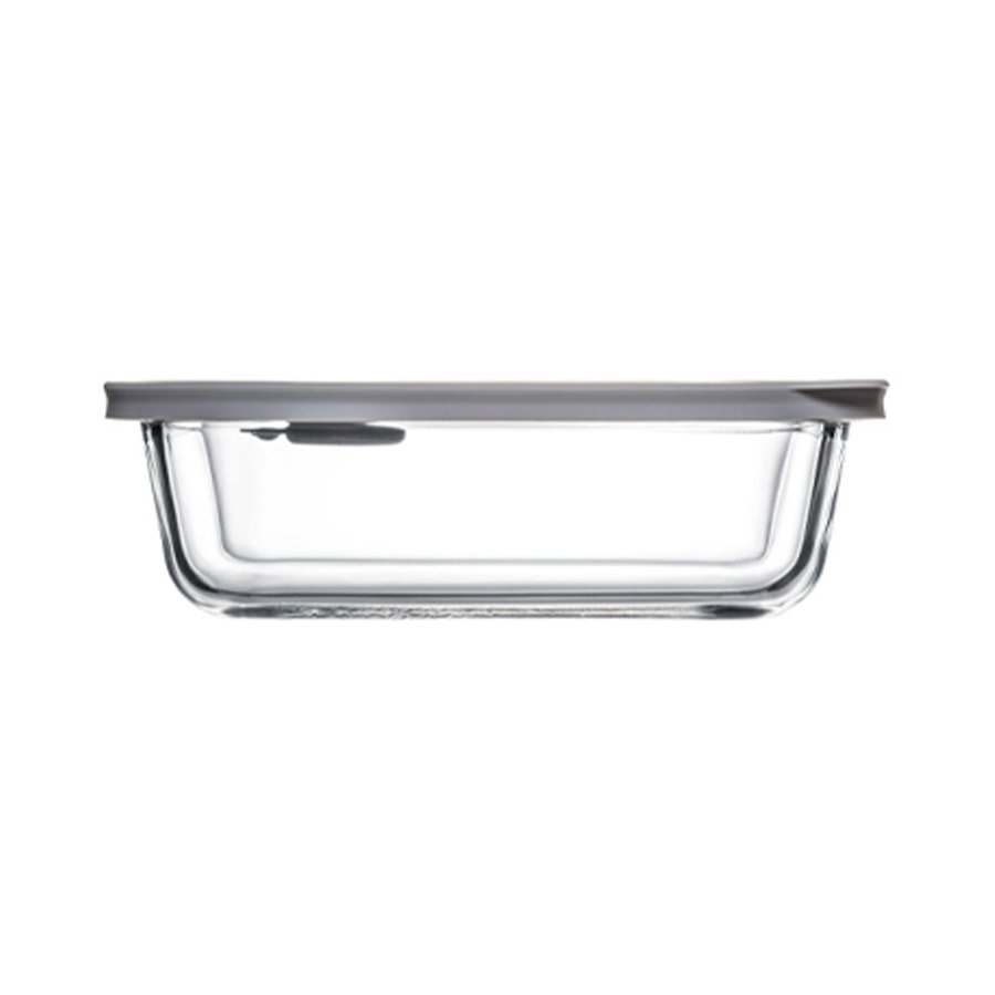 ClickClack Cook+ Rectangle 0.6L Heatproof Glass Container Grey Grey
