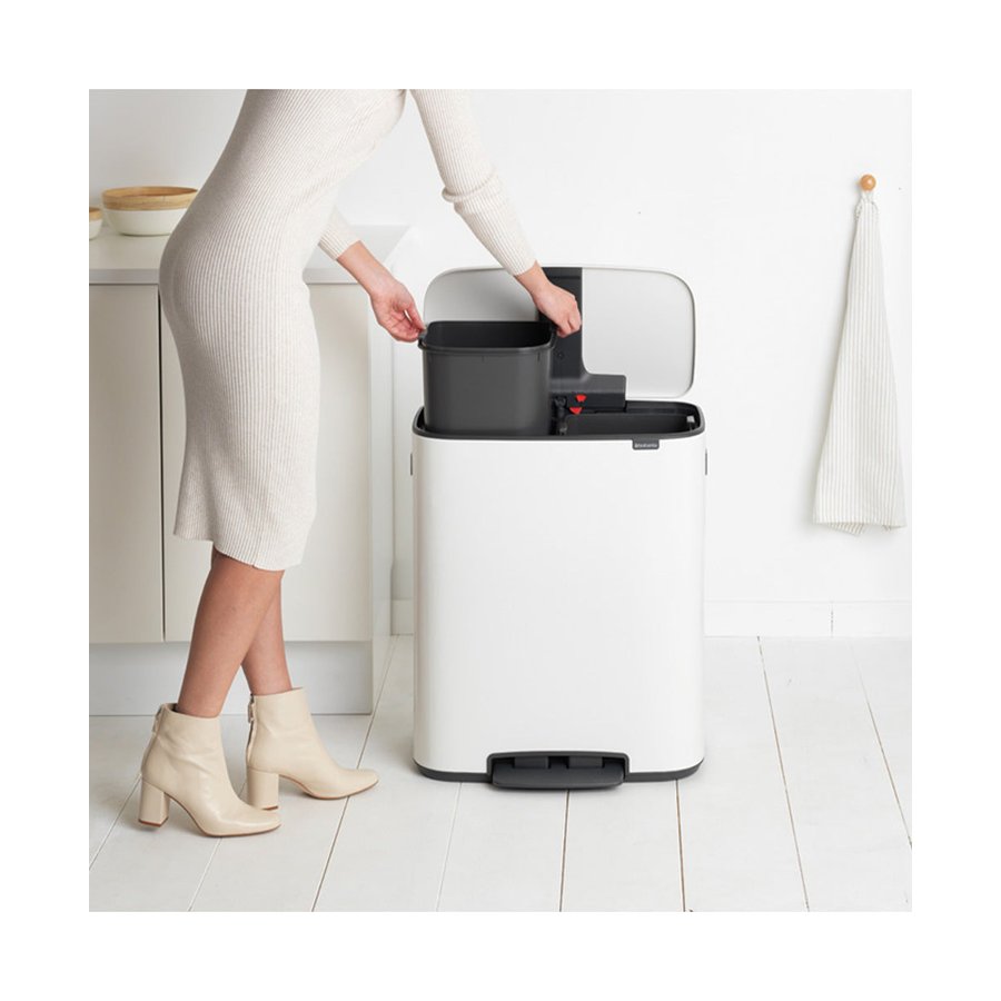 Brabantia Bo Pedal Bin (2 x 30L) White White