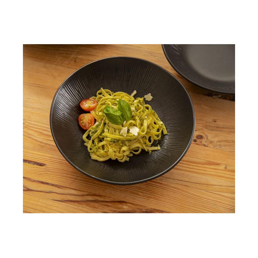Mikasa Jardin Midnight 20cm Stoneware Pasta Bowls (Set of 4) Black Black