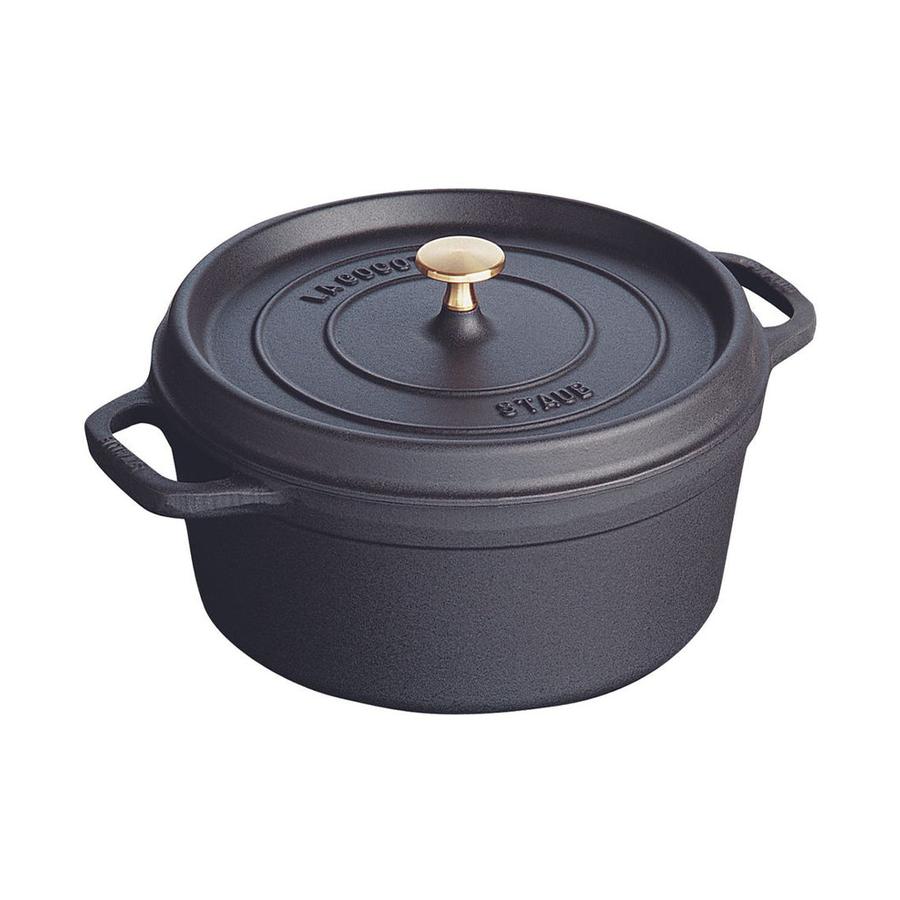 Staub 26cm (5.2L) Round Cocotte Black Black