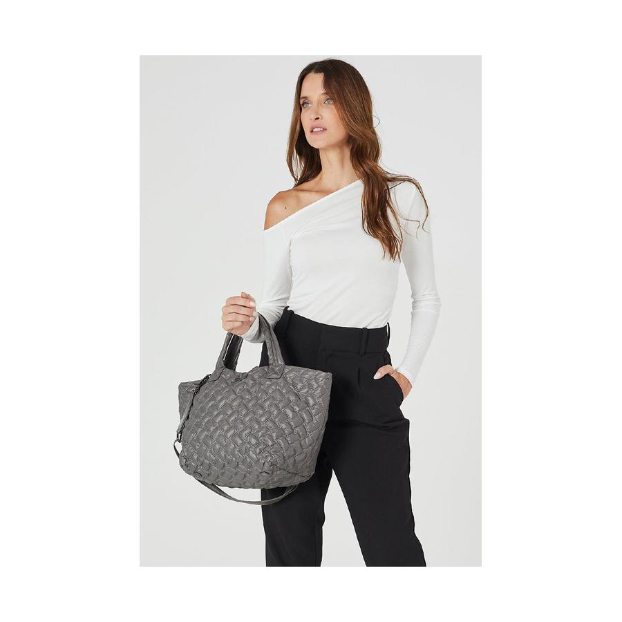 Pierre Cardin Beverley Ladies Nylon Small Quilted Tote Bag Grey Grey