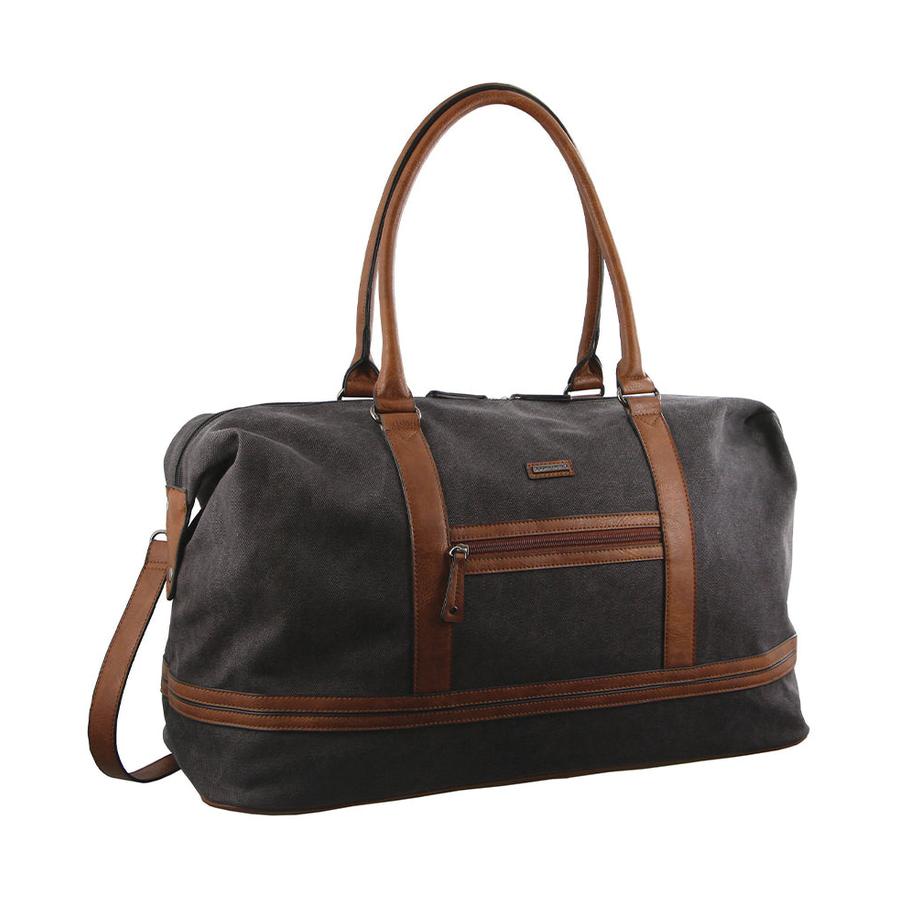 Pierre Cardin Teddie Canvas Overnight Duffle Bag Black Black