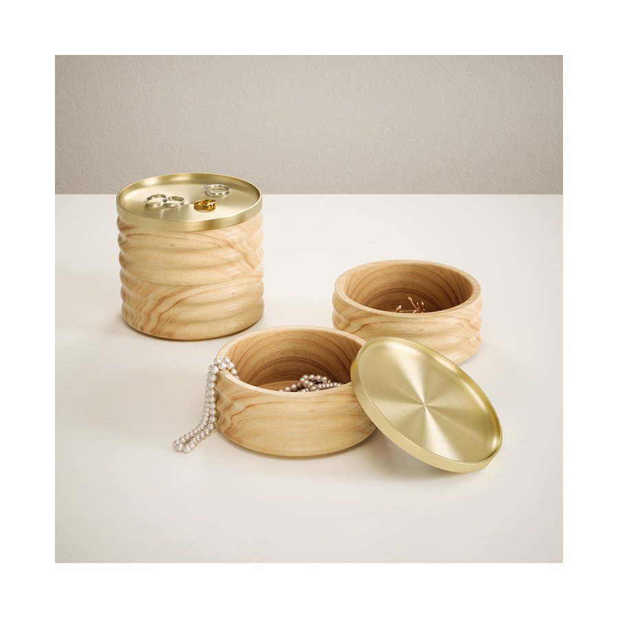 Umbra Tesora Wood Jewellery Box Natural/Brass Natural/Brass