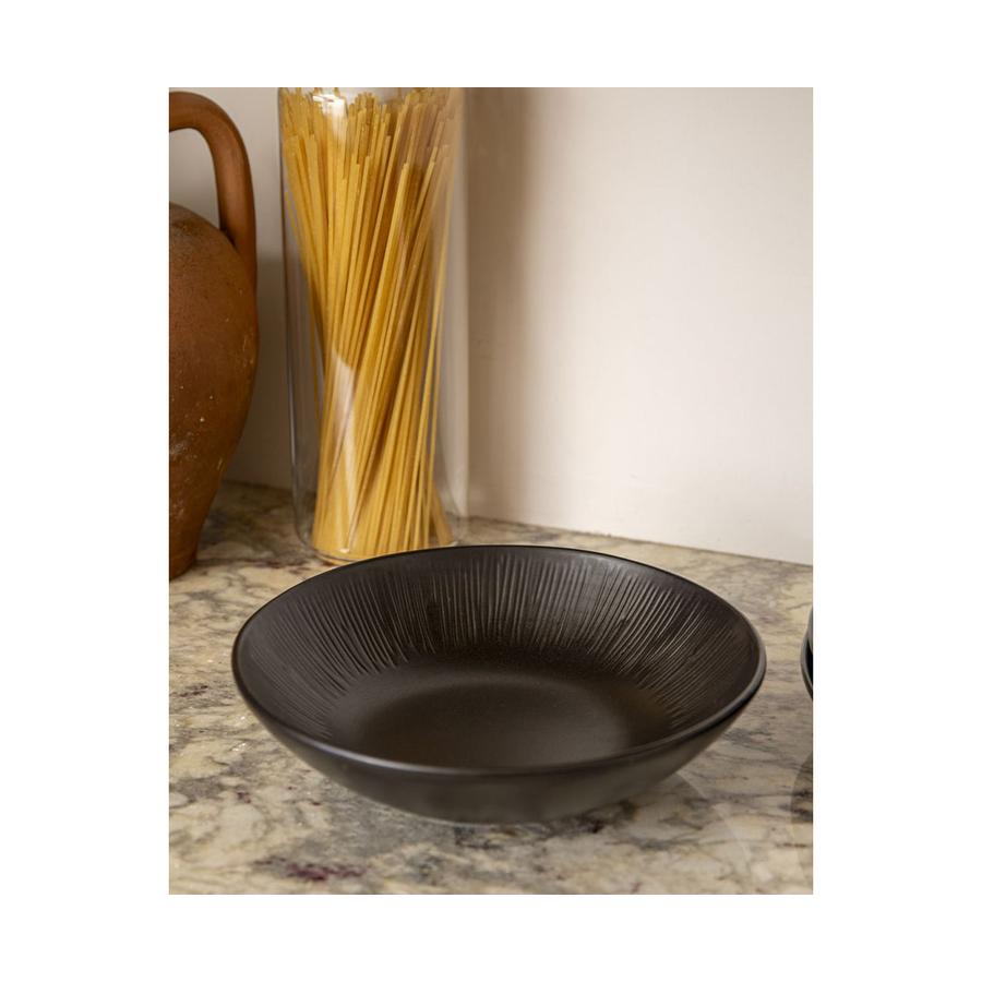 Mikasa Jardin Midnight 20cm Stoneware Pasta Bowls (Set of 4) Black Black