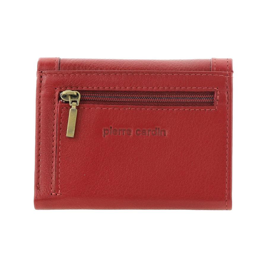 Pierre Cardin Shakira Ladies Leather Snap Button Tri-Fold Wallet Red Red