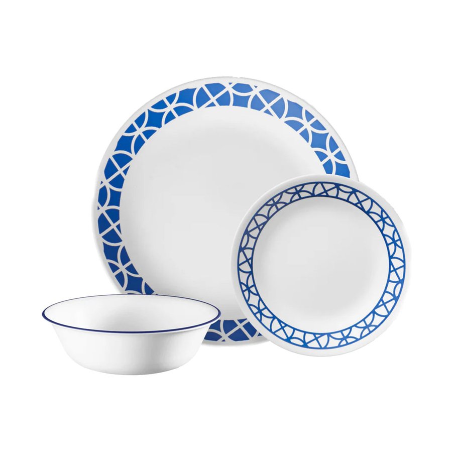 Corelle Cobalt Circles 12 Piece Dinner Set White/Blue White/Blue