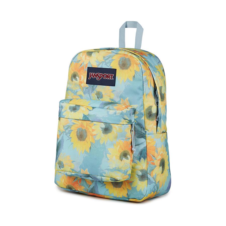 Jansport Superbreak Plus Backpack Surreal Sunflowers Blue Dusk Surreal Sunflowers Blue Dusk