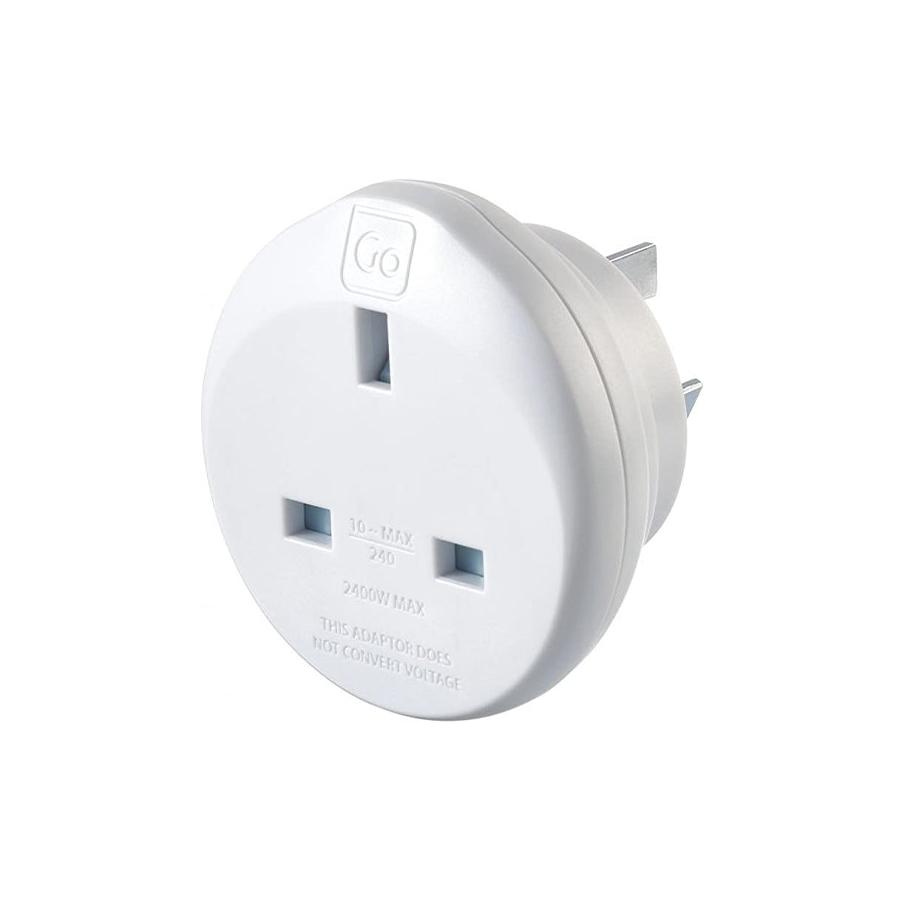 Go Travel UK to AUS & China Travel Adapter White White