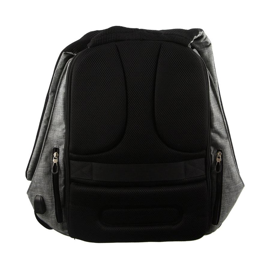 Pierre Cardin Bailey Canvas Laptop Backpack with USB Port Grey Grey