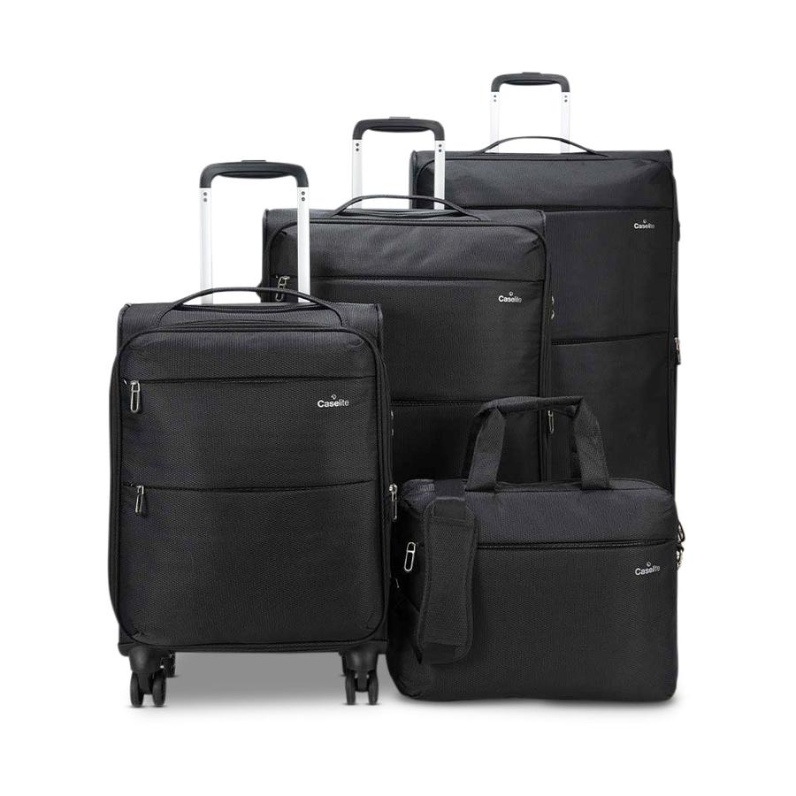 Caselite Ultra 4 Piece Softside Luggage Set Black Black