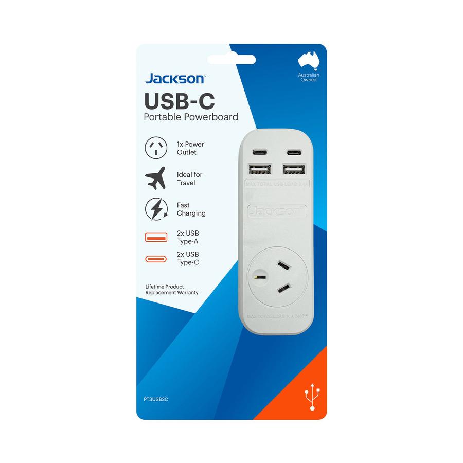 Jackson USB & USB-C Portable Powerboard White White