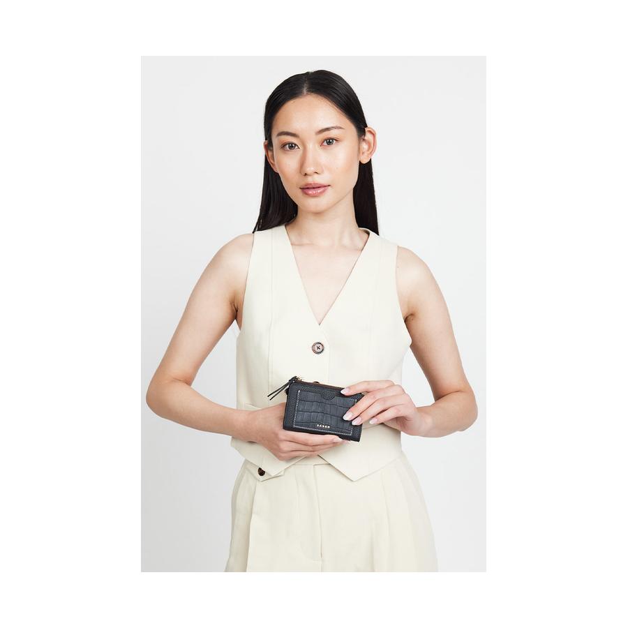 Saben Wednesday Wallet Black + Croc + White Stitch Black + Croc + White Stitch