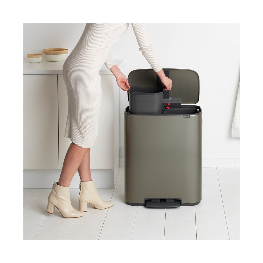 Brabantia Bo Pedal Bin (2 x 30L) Platinum Platinum