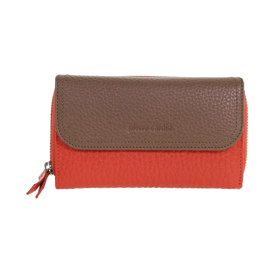Pierre Cardin Jazz Ladies Tri-Fold Tab Wallet Orange/Taupe Orange/Taupe