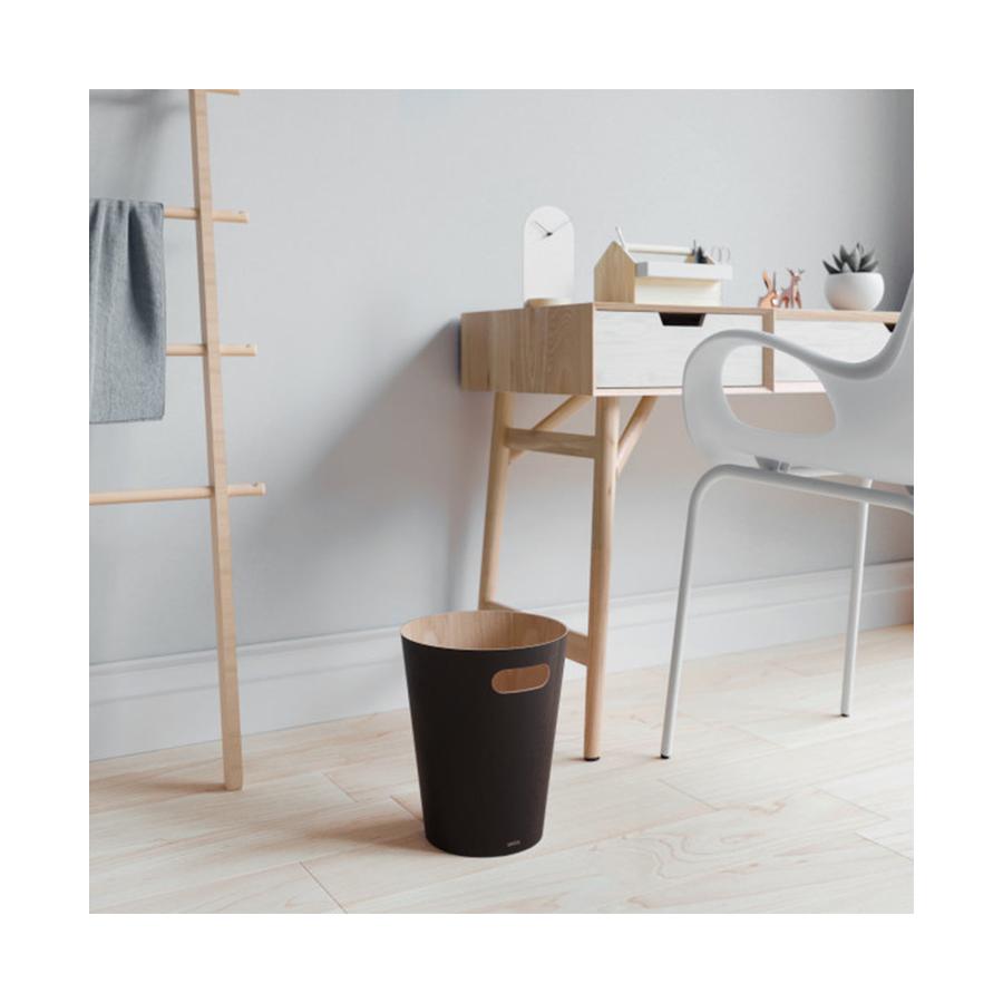 Umbra Woodrow Trash Can (7.5L) Black/Natural Black/Natural