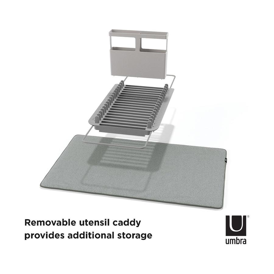 Umbra UDry Over the Sink Dish Rack with Dry Mat Charcoal Charcoal
